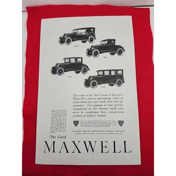 1922 The Good MAXWELL Antique Vintage Original Print AD Ephemera Advertisement - Picture 1 of 5